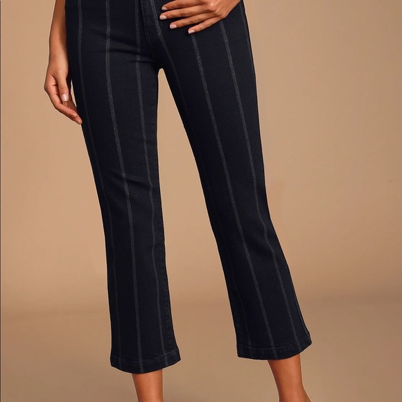 Lulus Accacia Black Striped High-Waisted Cropped Jeans. Size 25 - Picture 2 of 12